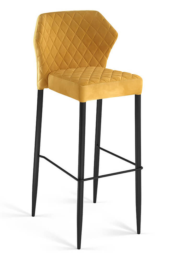 Barhocker Loris Velours Gepolstert Gelb
