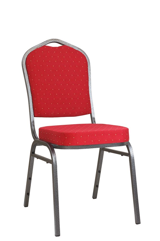 gastronomie-konferenzstuhl-rom-eco-_1 Dekor: Hammerschlag Anthrazit/Bezug: Rot mit Punkten