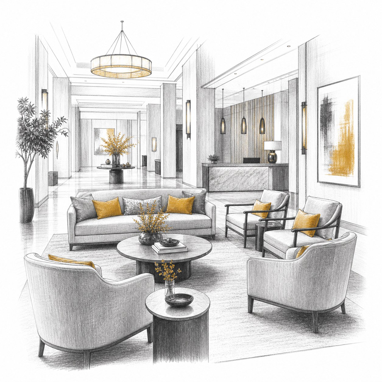 Hotel-Lobby und Lounge einrichten: Sitzkomfort, Laufwege und langlebige Möbel