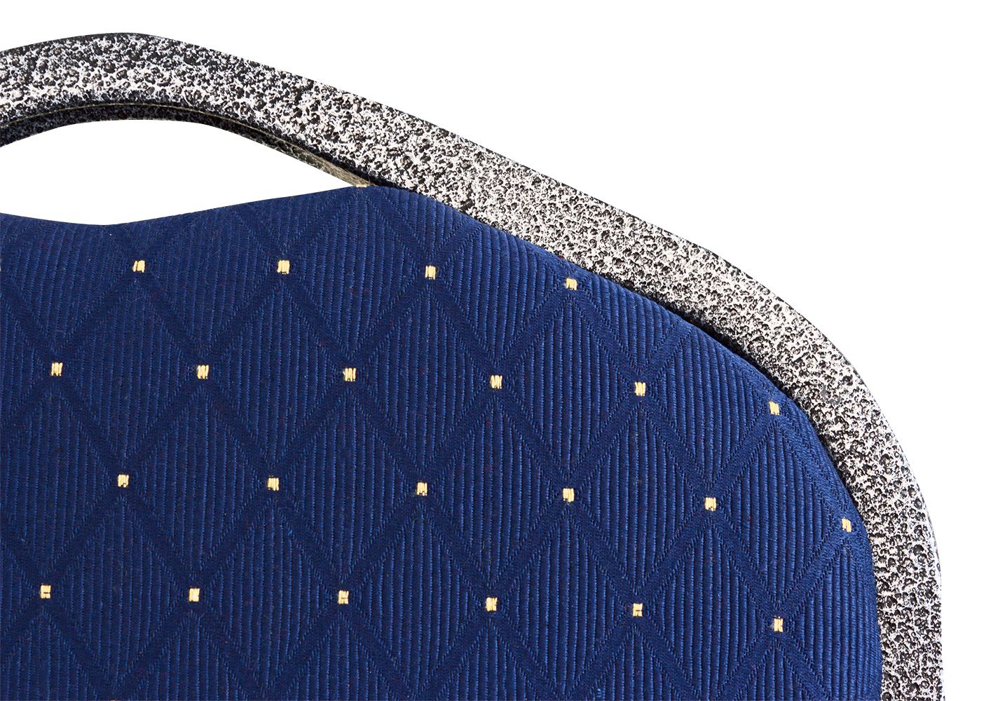 gastronomie-konferenzstuhl-rom-eco-_4 Dekor: Hammerschlag Anthrazit/Bezug: Blau mit Punkten